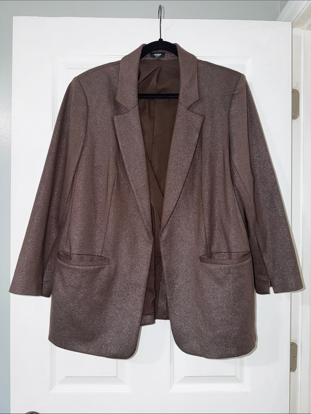 Express Columnist Shine Open Front Brown Women's Blazer